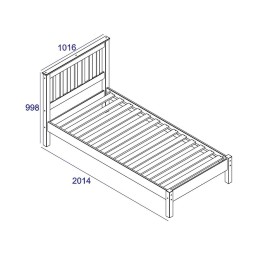 White Solid Pine Wood Single Bed Frame