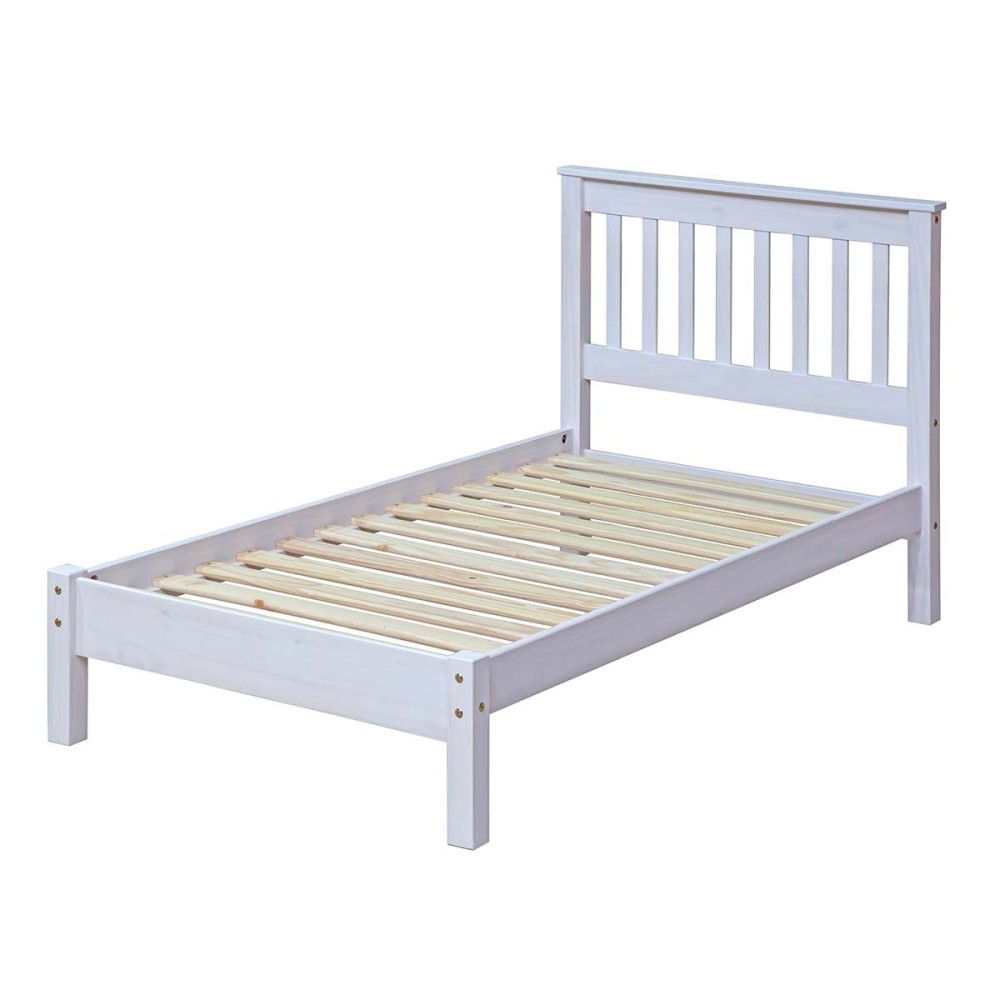 White Solid Pine Wood Single Bed Frame