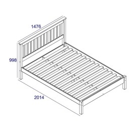 Grey Solid Pine Wood Double Bed Frame