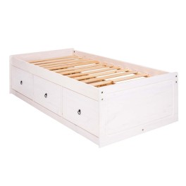 White Waxed Pine Single Cabin Bed with Storage