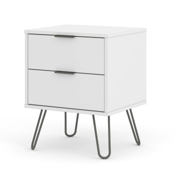 Augusta White 2 Drawer Bedside Cabinet
