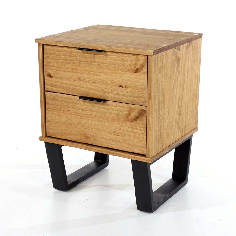 Modern Living Texas Antique Waxed Pine 2 Drawer Bedside Cabinet