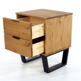 Modern Living Texas Antique Waxed Pine 2 Drawer Bedside Cabinet