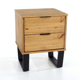 Modern Living Texas Antique Waxed Pine 2 Drawer Bedside Cabinet