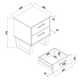 Modern Living Texas Grey Waxed Pine 2 Drawer Bedside Cabinet