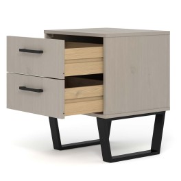 Modern Living Texas Grey Waxed Pine 2 Drawer Bedside Cabinet