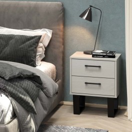 Modern Living Texas Grey Waxed Pine 2 Drawer Bedside Cabinet