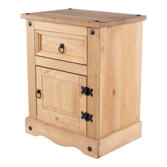 Corona Mexican-Inspired Door & Drawer Bedside Cabinet