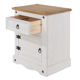 Corona White Mexican-Inspired Door & Drawer Bedside Cabinet