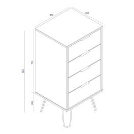 Augusta White 4 Drawer Narrow Chest of Drawers