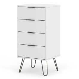 Augusta White 4 Drawer Narrow Chest of Drawers