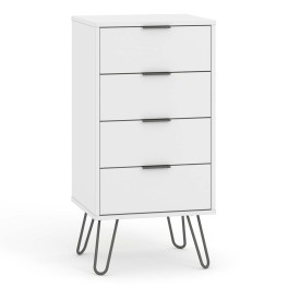 Augusta White 4 Drawer Narrow Chest of Drawers
