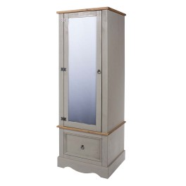 Corona Armoire Mirrored Grey Waxed Pine Wardrobe