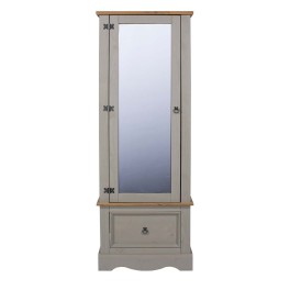 Corona Armoire Mirrored Grey Waxed Pine Wardrobe