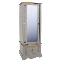 Corona Armoire Mirrored Grey Waxed Pine Wardrobe