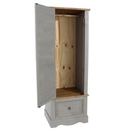 Corona Armoire Mirrored Grey Waxed Pine Wardrobe