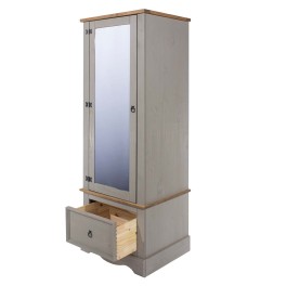 Corona Armoire Mirrored Grey Waxed Pine Wardrobe