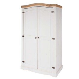Corona White Antique Waxed Pine Wardrobe