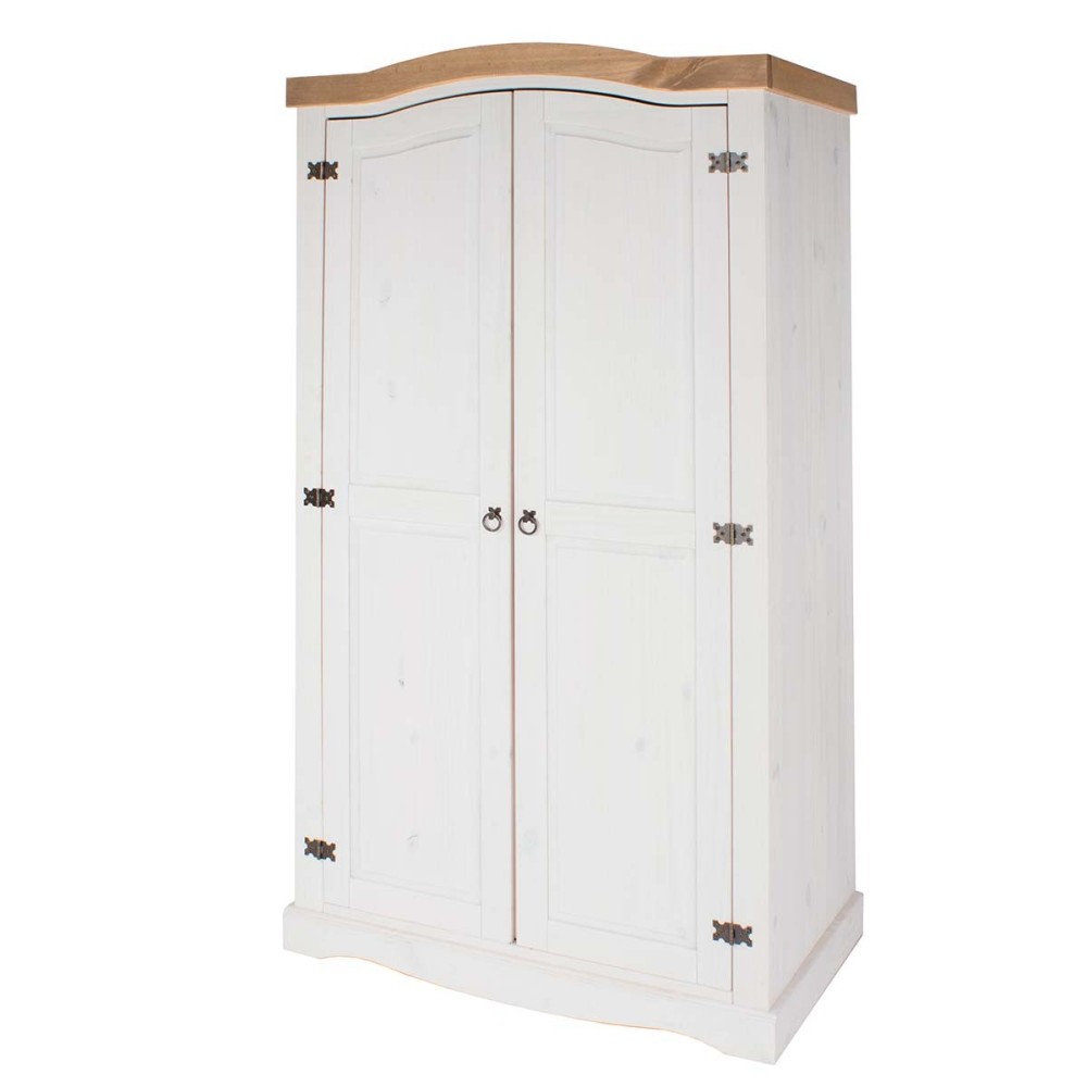 Corona White Antique Waxed Pine Wardrobe