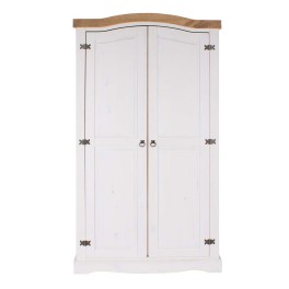 Corona White Antique Waxed Pine Wardrobe