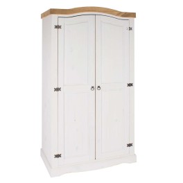 Corona White Antique Waxed Pine Wardrobe
