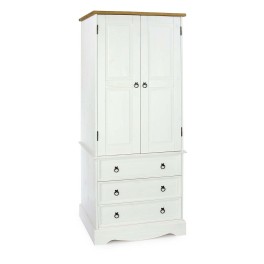 Corona White Narrow Antique Waxed Pine Wardrobe