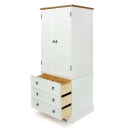 Corona White Narrow Antique Waxed Pine Wardrobe