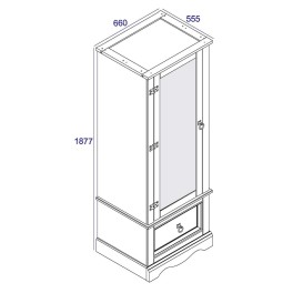 Corona Armoire Mirrored White Waxed Pine Wardrobe