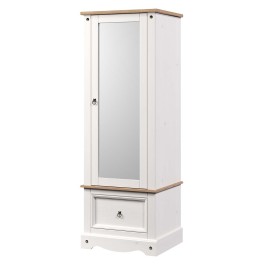 Corona Armoire Mirrored White Waxed Pine Wardrobe