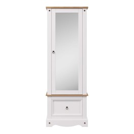 Corona Armoire Mirrored White Waxed Pine Wardrobe