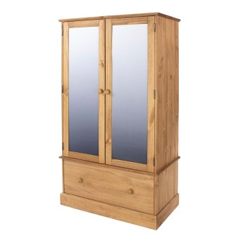 Cotswold Double Mirror Antique Waxed Pine Wardrobe