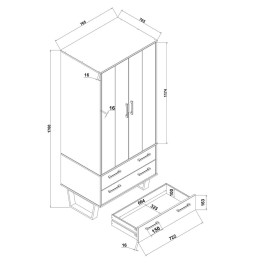 Modern Living Texas Grey Antique Waxed Pine Wardrobe