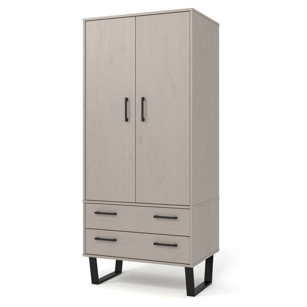 Modern Living Texas Grey Antique Waxed Pine Wardrobe