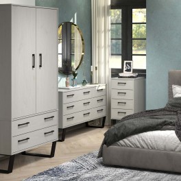 Modern Living Texas Grey Antique Waxed Pine Wardrobe